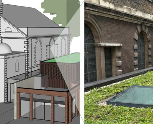 Green wildflower roof at st Botolph