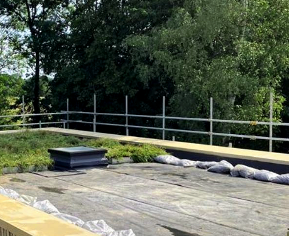 filter barrier ready for modular green roof planting crates