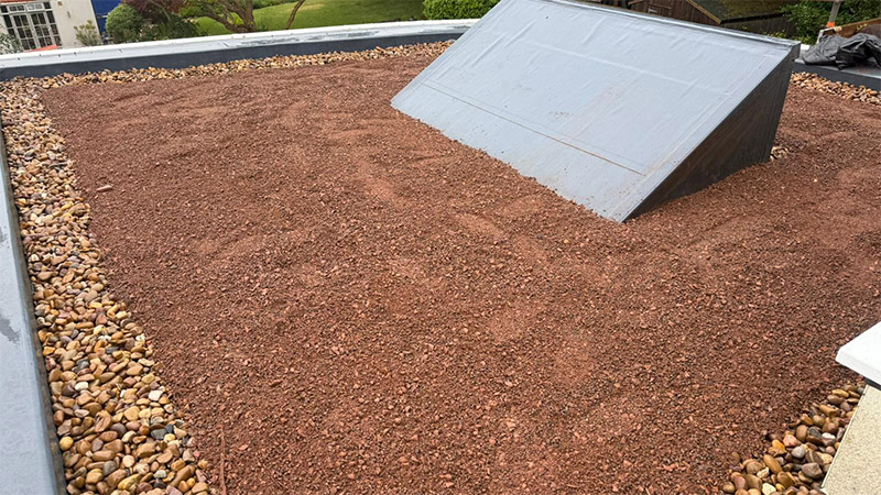 Art Deco Green Roof Install aggregate laid
